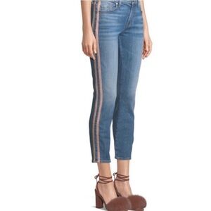 7 For all Mankinf Roxanne Straight Leg Ankle Jeans With Faux Suede  Stripes